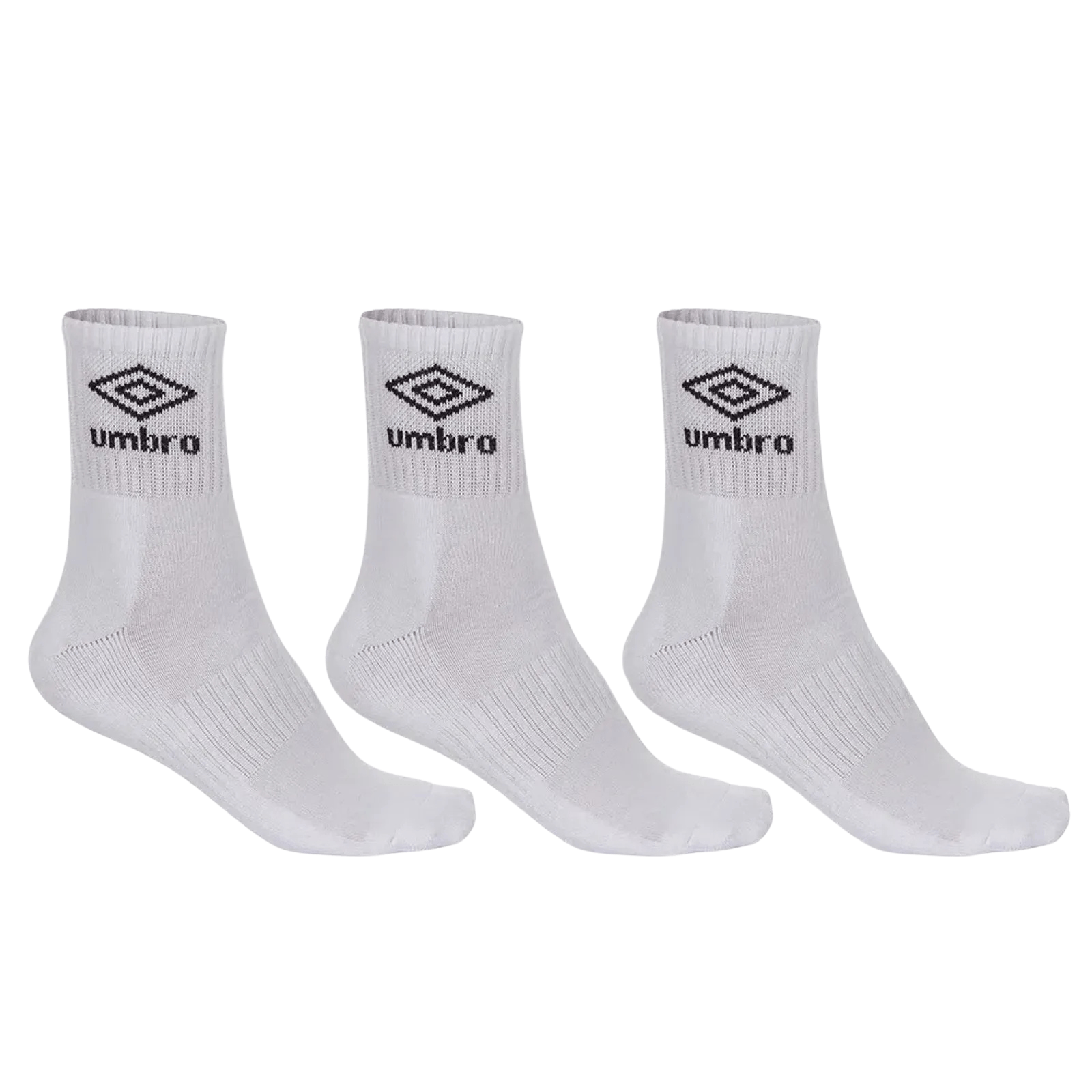 Meias Umbro Tripack Unissex Cano Médio – Tamanho 34-38 – Cor Branco