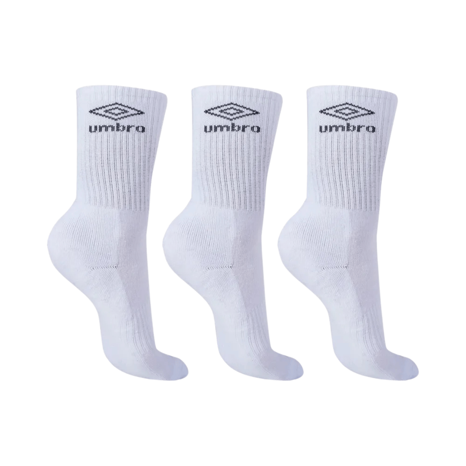 Meias Umbro Tripack Unissex Cano Alto – Tamanho 34-38 – Cor Branco