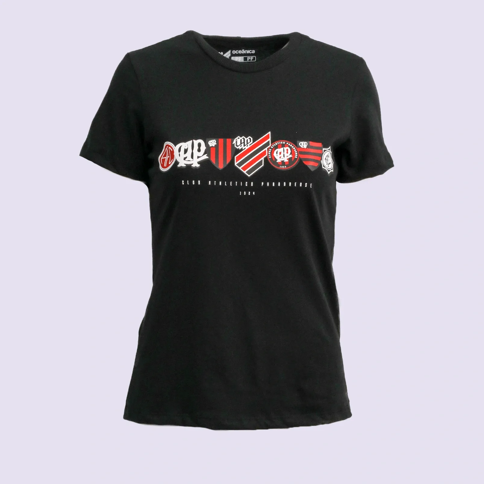 Camiseta Feminina Evolução Escudos Preta